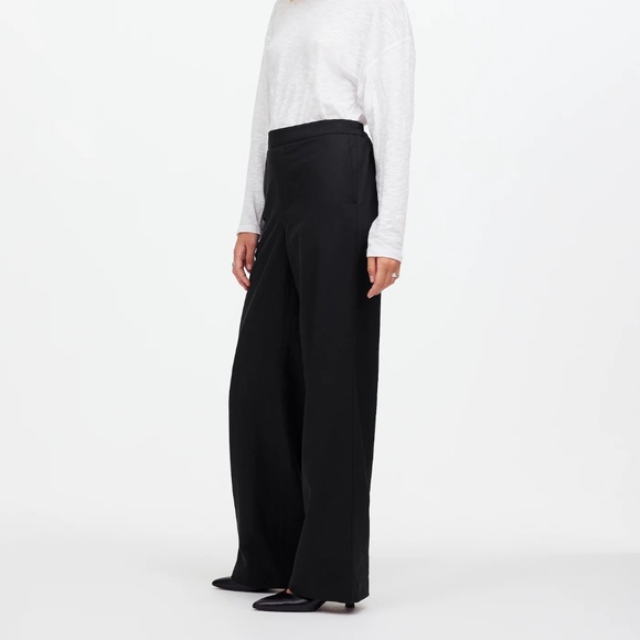 Madewell Pull-On Straight Pants in Drapey Twill - True Black, L - Picture 1 of 10